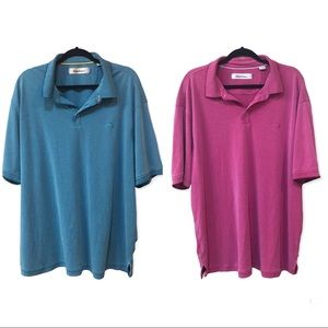 Tommy Bahama Bundle of 2 Modal Polyester Blend Short Sleeve Textured Polos XXL